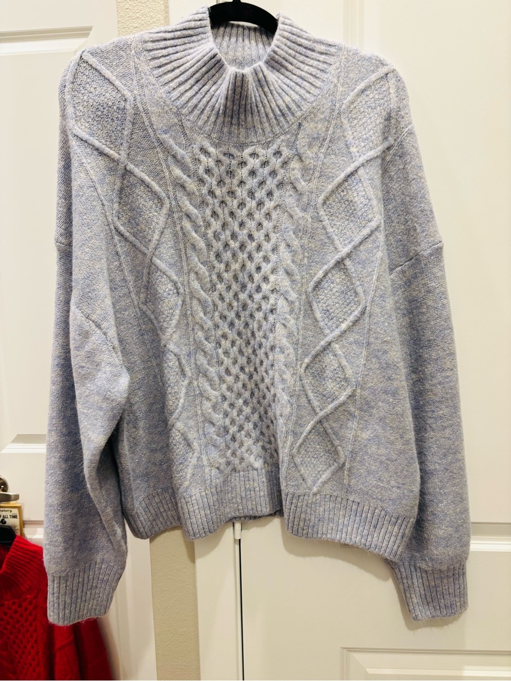 GAP Light Blue Cable Knit Mock Neck Sweater